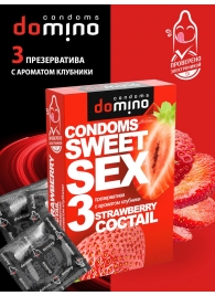 Презервативы для орального секса DOMINO Sweet Sex с ароматом клубничного коктейля  - 3 шт. - Domino - купить с доставкой в Нижневартовске