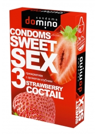 Презервативы для орального секса DOMINO Sweet Sex с ароматом клубничного коктейля  - 3 шт. - Domino - купить с доставкой в Нижневартовске