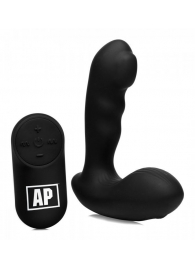 Черный стимулятор простаты Alpha-Pro 7X P-Milker Silicone Prostate Stimulator with Milking Bead - XR Brands - в Нижневартовске купить с доставкой