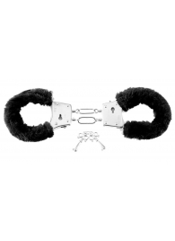 Меховые чёрные наручники Beginner s Furry Cuffs - Pipedream - купить с доставкой в Нижневартовске