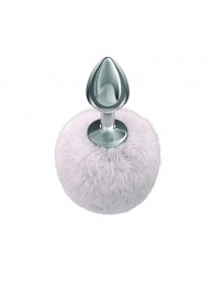 Серебристая анальная пробка с белым пушистым хвостиком Twinkle - Lola Games - купить с доставкой в Нижневартовске