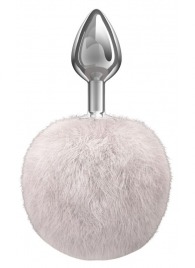 Серебристая анальная пробка с белым пушистым хвостиком Twinkle - Lola Games - купить с доставкой в Нижневартовске