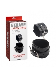 Черные оковы на ноги Obey Me Leather Ankle Cuffs - Chisa - купить с доставкой в Нижневартовске