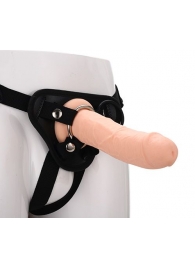 Черные трусики с телесной насадкой STRAP ON REAL DILDO - 21 см. - Dream Toys - купить с доставкой в Нижневартовске