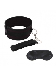 Черный ошейник с длинным поводком Collar and Leash Set - Lux Fetish - купить с доставкой в Нижневартовске