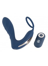 Синий вибростимулятор простаты с кольцом - 14,5 см. - Orion - в Нижневартовске купить с доставкой