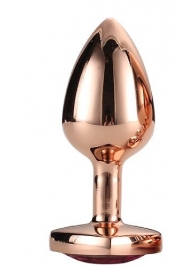Золотистая анальная втулка с кристаллом-сердечком розового цвета - 7,1 см. - Dream Toys - купить с доставкой в Нижневартовске