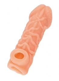 Телесная закрытая насадка с венками Cock Sleeve Size S - 13,8 см. - KOKOS - в Нижневартовске купить с доставкой Телесная закрытая насадка с венками Cock Sleeve Size S - 13,8 см. - KOKOS - в Нижневартовске купить с доставкой