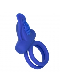 Синее перезаряжаемое эрекционное кольцо Silicone Rechargeable Dual Pleaser Enhancer - California Exotic Novelties - в Нижневартовске купить с доставкой