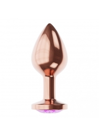 Пробка цвета розового золота с фиолетовым кристаллом Diamond Amethyst Shine S - 7,2 см. - Lola Games - купить с доставкой в Нижневартовске