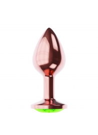 Пробка цвета розового золота с лаймовым кристаллом Diamond Emerald Shine S - 7,2 см. - Lola Games - купить с доставкой в Нижневартовске