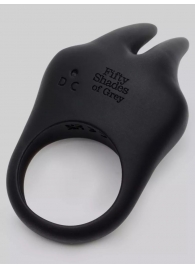 Черное эрекционное виброкольцо Sensation Rechargeable Vibrating Rabbit Love Ring - Fifty Shades of Grey - в Нижневартовске купить с доставкой