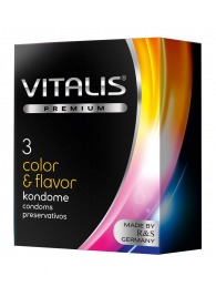 Цветные ароматизированные презервативы VITALIS PREMIUM color   flavor - 3 шт. - Vitalis - купить с доставкой в Нижневартовске