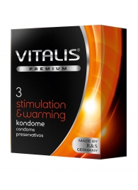 Презервативы VITALIS PREMIUM stimulation   warming с согревающим эффектом - 3 шт. - Vitalis - купить с доставкой в Нижневартовске