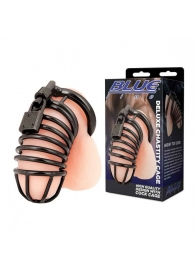 Черная металлическая клетка с замком Deluxe Chastity Cage - BlueLine - купить с доставкой в Нижневартовске