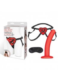 Красный поясной фаллоимитатор Red Heart Strap on Harness   5in Dildo Set - 12,25 см. - Lux Fetish - купить с доставкой в Нижневартовске