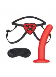 Красный поясной фаллоимитатор Red Heart Strap on Harness   5in Dildo Set - 12,25 см. - Lux Fetish - купить с доставкой в Нижневартовске