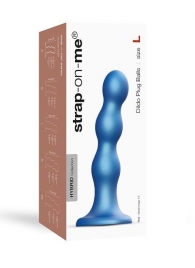 Голубая насадка Strap-On-Me Dildo Plug Balls size L - Strap-on-me - купить с доставкой в Нижневартовске