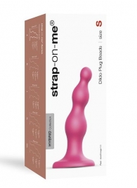 Розовая насадка Strap-On-Me Dildo Plug Beads size S - Strap-on-me - купить с доставкой в Нижневартовске