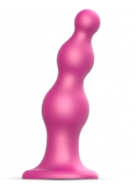 Розовая насадка Strap-On-Me Dildo Plug Beads size S - Strap-on-me - купить с доставкой в Нижневартовске