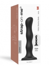 Черная насадка Strap-On-Me Dildo Geisha Balls size M - Strap-on-me - купить с доставкой в Нижневартовске