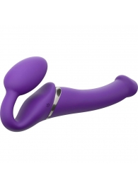 Фиолетовый безремневой вибрострапон Vibrating Bendable Strap-On - size L - Strap-on-me - купить с доставкой в Нижневартовске