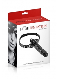 Черный кляп-фаллоимитатор Double Penis Gag - Fetish Tentation - купить с доставкой в Нижневартовске