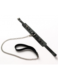 Черный ошейник с шипами и поводком - Crazy Handmade - купить с доставкой в Нижневартовске