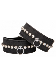 Черные наручники Diamond Studded Wrist Cuffs - Shots Media BV - купить с доставкой в Нижневартовске