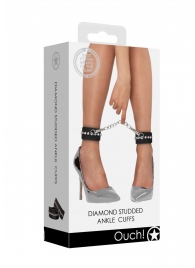 Черные поножи Diamond Studded Ankle Cuffs - Shots Media BV - купить с доставкой в Нижневартовске