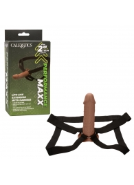 Коричневый фаллопротез Life-Like Extension with Harness - 17,75 см. - California Exotic Novelties - купить с доставкой в Нижневартовске