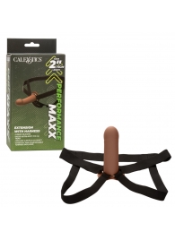 Коричневый фаллопротез из силикона Extension with Harness - 15,75 см. - California Exotic Novelties - купить с доставкой в Нижневартовске