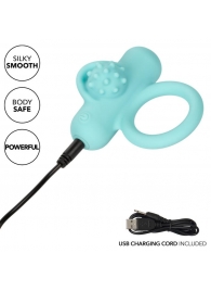 Аквамариновое эрекционное виброкольцо Silicone Rechargeable Nubby Lover’s Delight - California Exotic Novelties - в Нижневартовске купить с доставкой