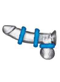 Комплект из трех голубых эрекционных колец 3-Pack Ribbed Rider Cock Ring Set - BlueLine - в Нижневартовске купить с доставкой