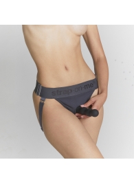 Серые трусики для фиксации насадок Strap-on-me Harness Lingerie Unique - Strap-on-me - купить с доставкой в Нижневартовске