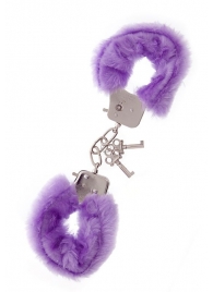 Фиолетовые меховые наручники METAL HANDCUFF WITH PLUSH LAVENDER - Dream Toys - купить с доставкой в Нижневартовске