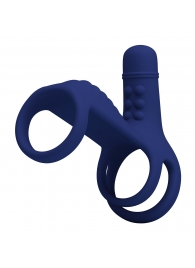 Синяя вибронасадка на пенис Vibrating Penis Sling - Baile - в Нижневартовске купить с доставкой