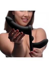 Черный вибрострапон Double Take 10X Double Penetration Vibrating Strap-on Harness - XR Brands - купить с доставкой в Нижневартовске