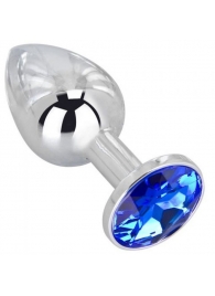 Анальное украшение BUTT PLUG  Small с синим кристаллом - 7 см. - Anal Jewelry Plug - купить с доставкой в Нижневартовске