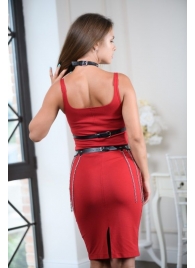 Черно-серебристая портупея-юбка plus size с цепочками - БДСМ Арсенал - купить с доставкой в Нижневартовске