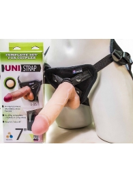 Страпон-унисекс с двумя насадками UNI strap 7  Harness - 19 и 16 см. - LOVETOY (А-Полимер) - купить с доставкой в Нижневартовске