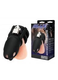 Черная клетка для пениса Silicone Small 2 in Cock Cage With Ball Divider - BlueLine - купить с доставкой в Нижневартовске