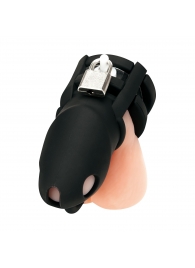 Черная клетка для пениса Silicone Small 2 in Cock Cage With Ball Divider - BlueLine - купить с доставкой в Нижневартовске