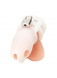 Белая клетка для пениса Silicone Small 2 in Cock Cage With Ball Divider - BlueLine - купить с доставкой в Нижневартовске
