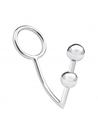 Кольцо на пенис с анальным стимулятором Two Bead Stainless Steel Anal Hook   Cock Ring - BlueLine - в Нижневартовске купить с доставкой