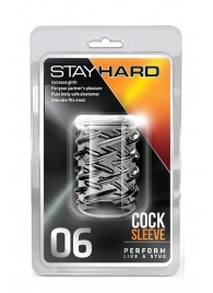 Прозрачная насадка с объёмными чёрточками STAY HARD COCK SLEEVE 06 CLEAR - Blush Novelties - в Нижневартовске купить с доставкой