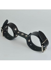 Черные кожаные наручники-фиксатор - Sitabella - купить с доставкой в Нижневартовске