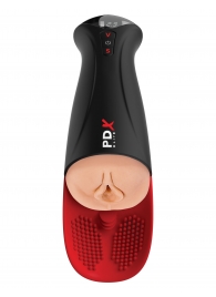 Телесный мастурбатор-вагина в черной колбе с вибрацией Fuck-O-Matic Pro XL - Pipedream - в Нижневартовске купить с доставкой