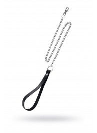 Поводок с ручкой из черной натуральной кожи и карабином для ошейника - Pecado - купить с доставкой в Нижневартовске