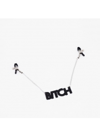 Зажимы на соски с кожаной подвеской Bitch - Crazy Handmade - купить с доставкой в Нижневартовске